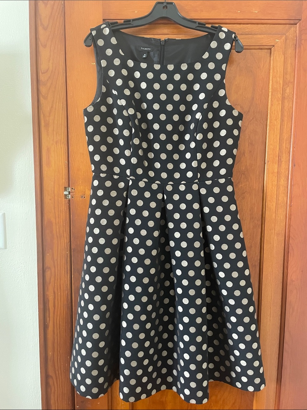 Talbots black and gold polka dot dress - sz 10